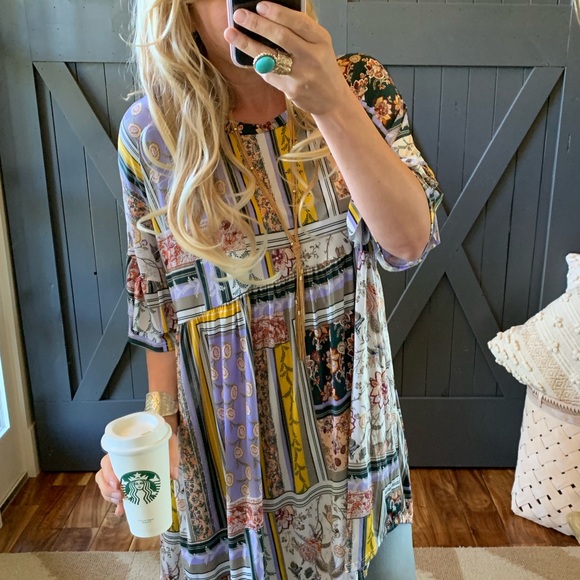 New PLUS SIZE Patchwork Boho Print Tunic Dress - Picture 2 of 7